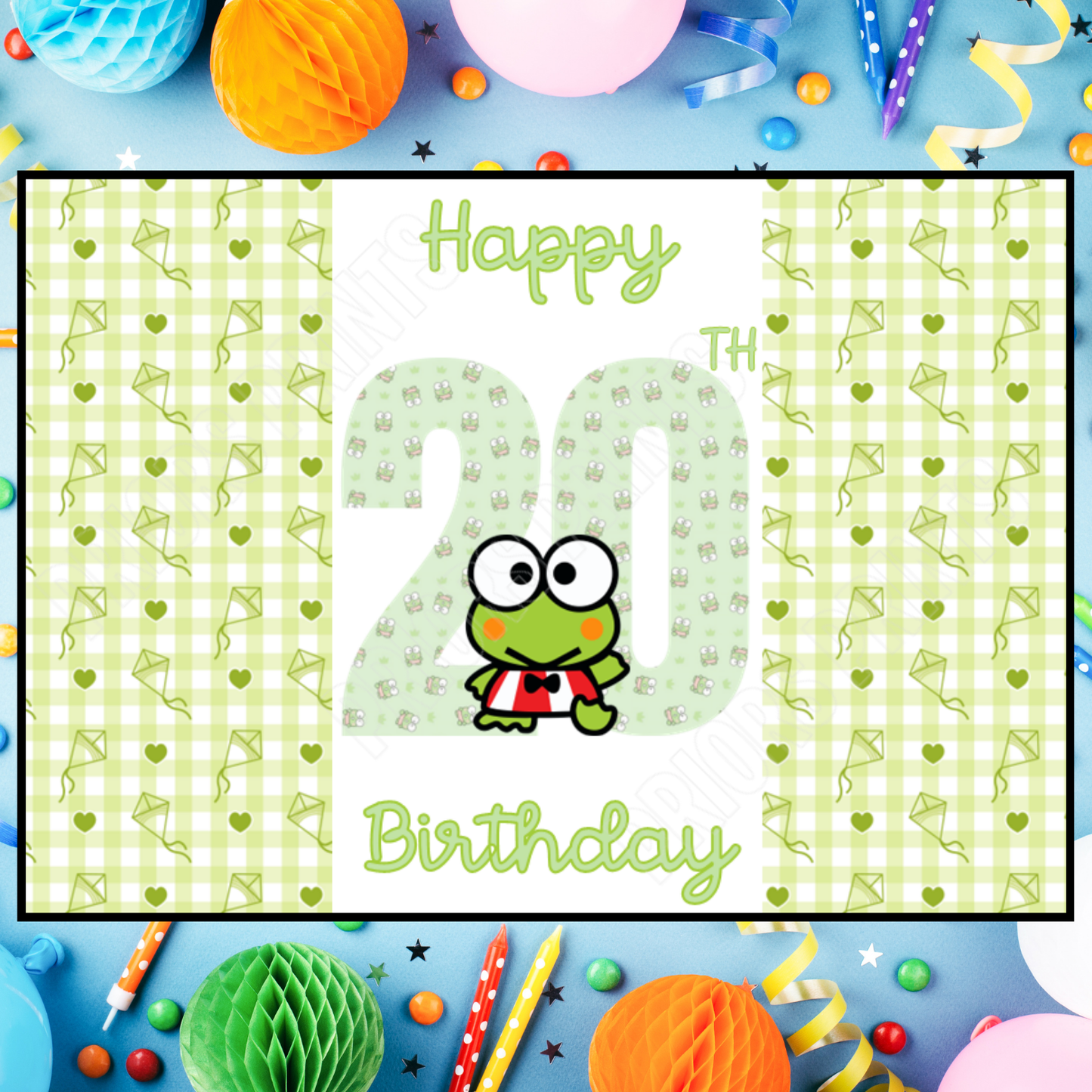 Keroppi Birthday Chocolate Bar Wrapper with Age 5-20 Years (Matches Cards)