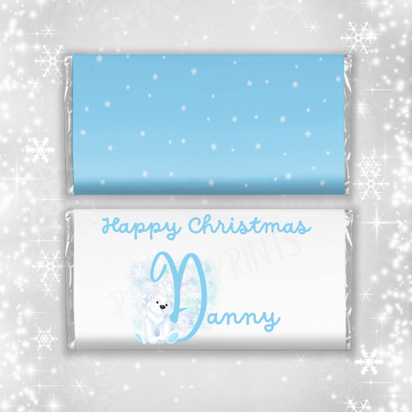 Personalised Polar Bear Christmas Chocolate Bar Wrapper