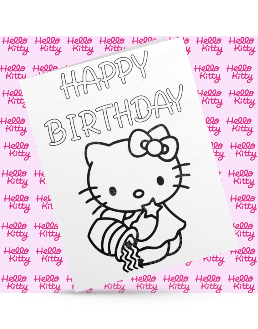 Hello Kitty Zodiac Colour Your Own Birthday Card (Star Signs)