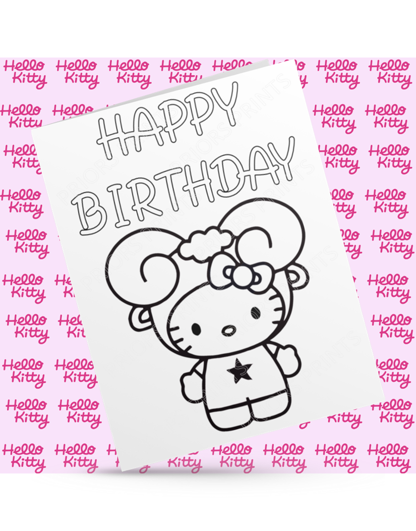 Hello Kitty Zodiac Colour Your Own Birthday Card (Star Signs)