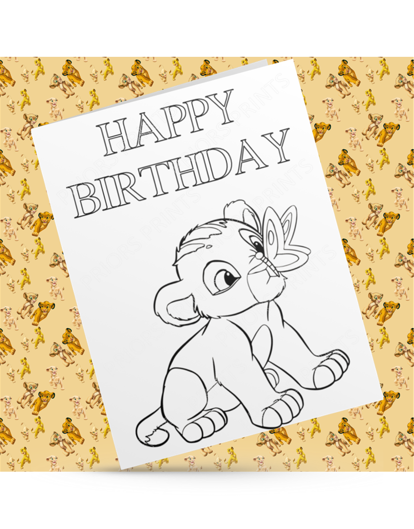 Lion King Colour Your Own Birthday Card