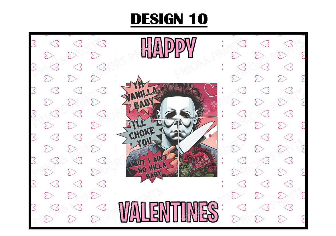 Horror Characters Valentines Chocolate Bar Wrappers