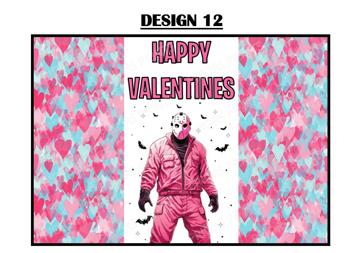 Horror Characters Valentines Chocolate Bar Wrappers