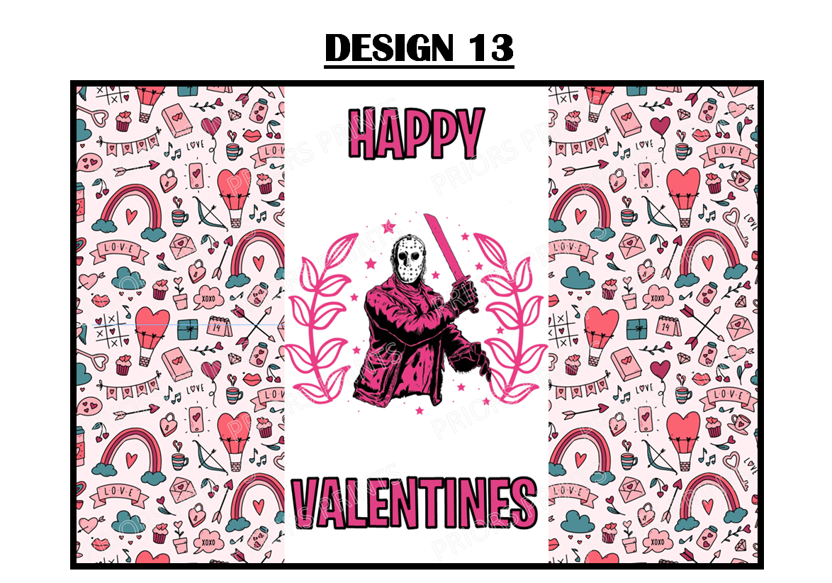 Horror Characters Valentines Chocolate Bar Wrappers