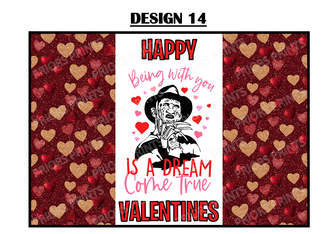 Horror Characters Valentines Chocolate Bar Wrappers