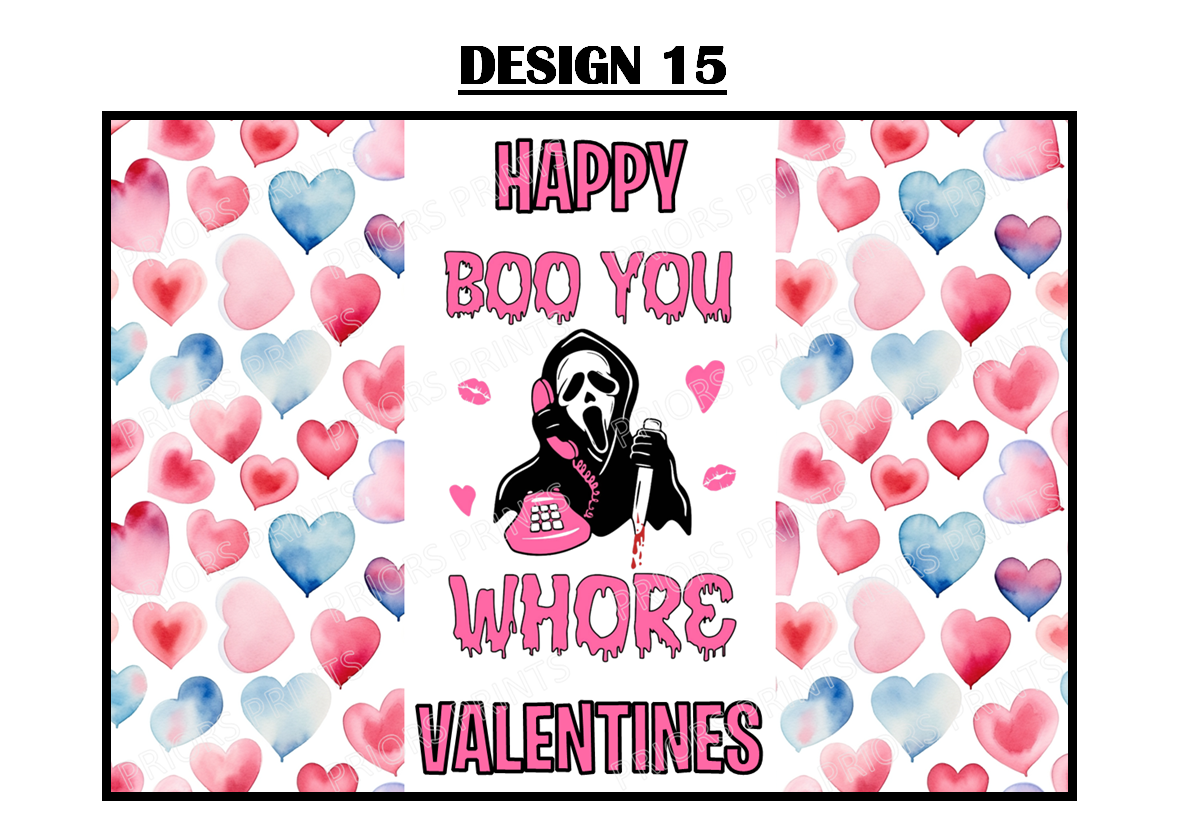Horror Characters Valentines Chocolate Bar Wrappers