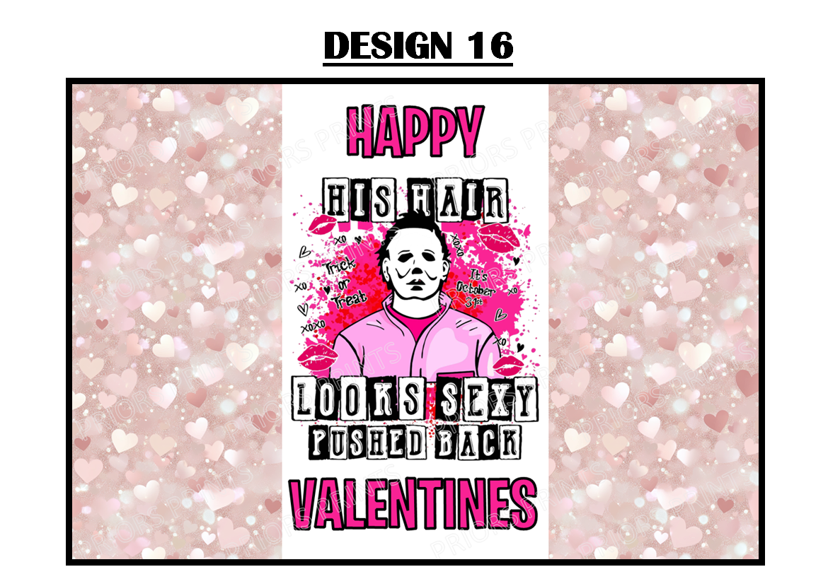 Horror Characters Valentines Chocolate Bar Wrappers