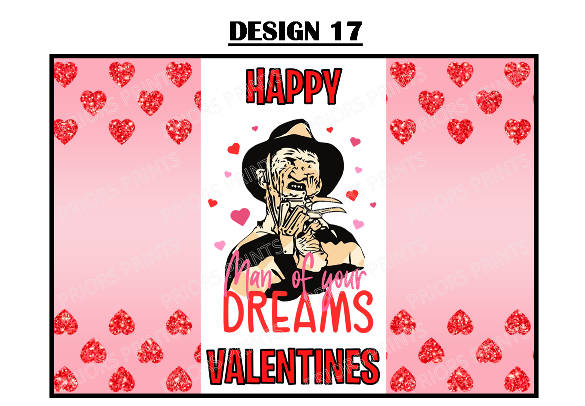 Horror Characters Valentines Chocolate Bar Wrappers