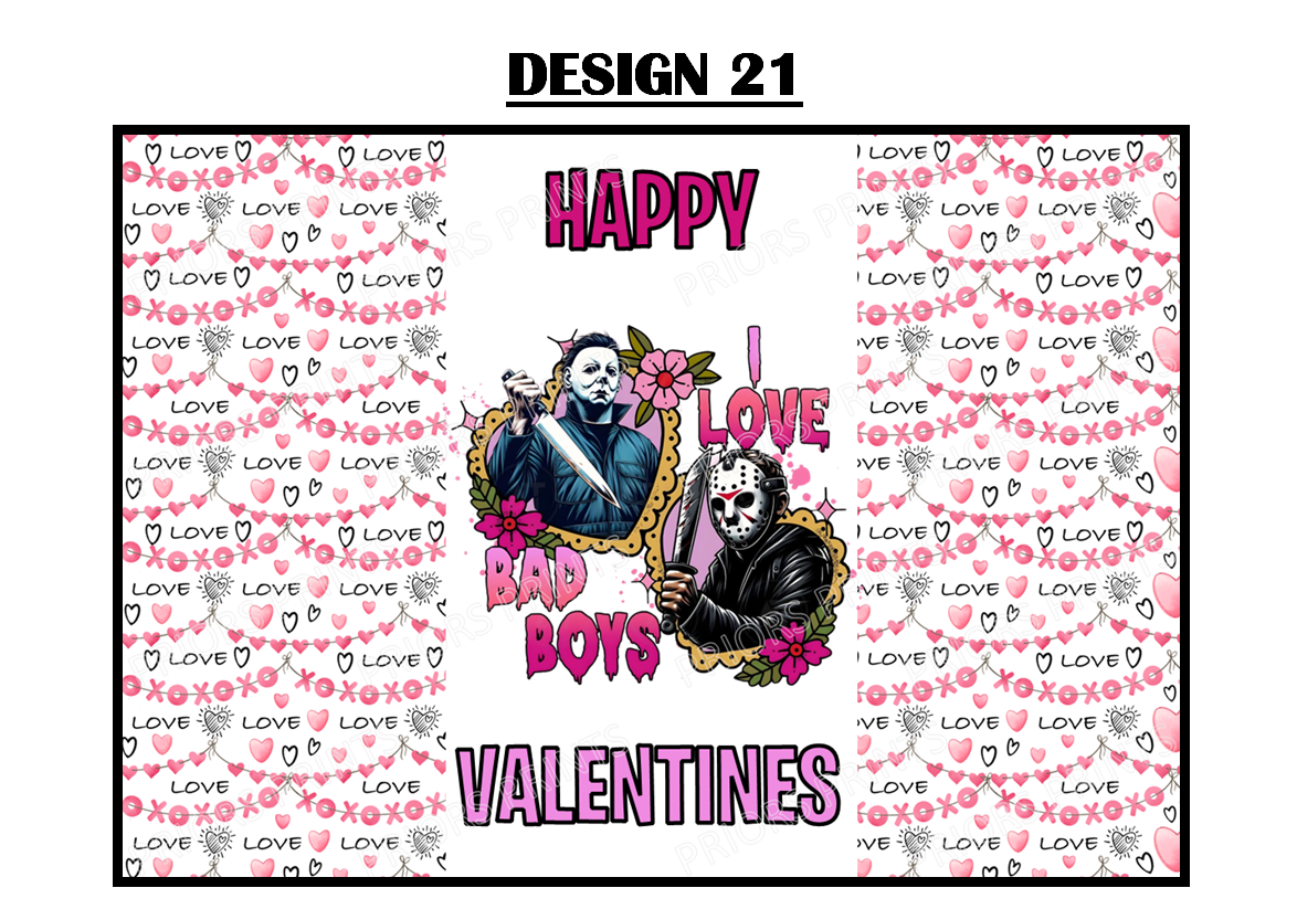 Horror Characters Valentines Chocolate Bar Wrappers
