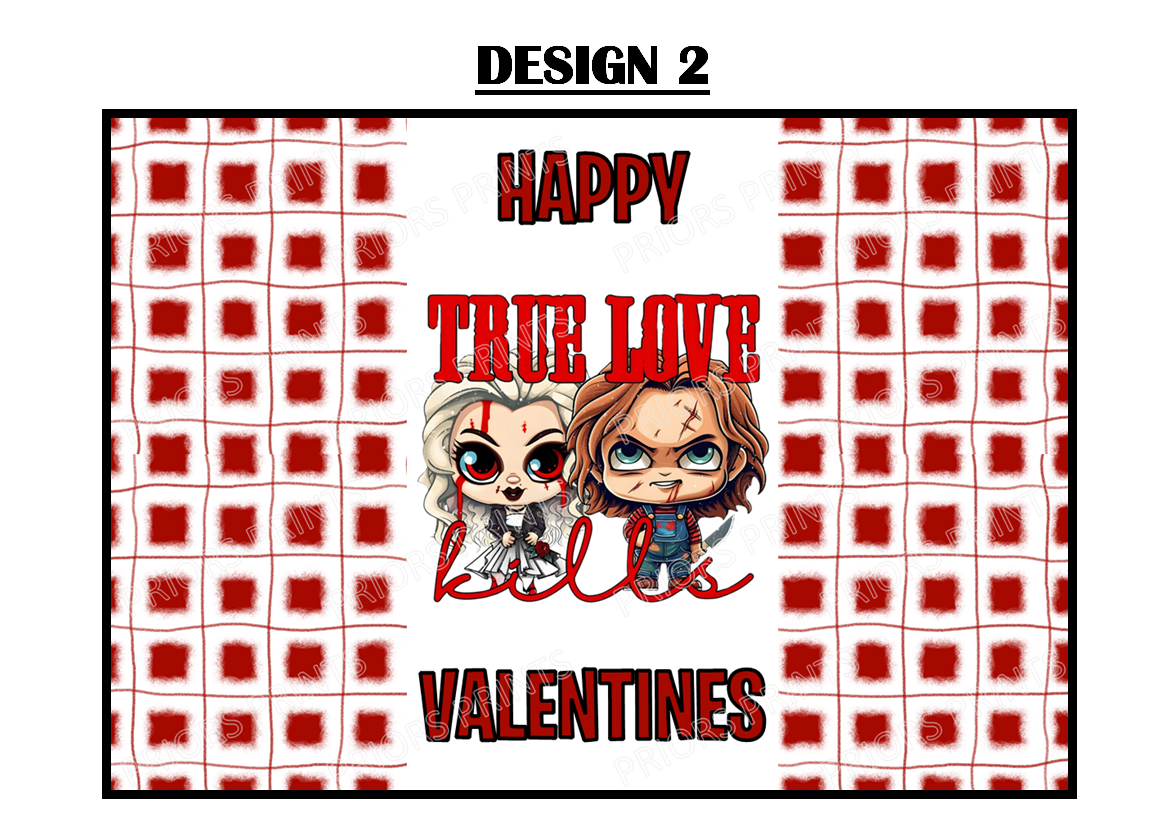 Horror Characters Valentines Chocolate Bar Wrappers