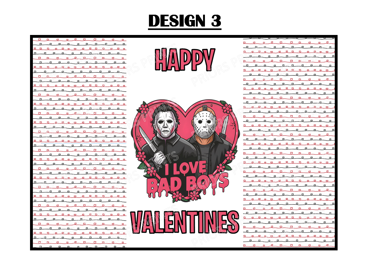 Horror Characters Valentines Chocolate Bar Wrappers