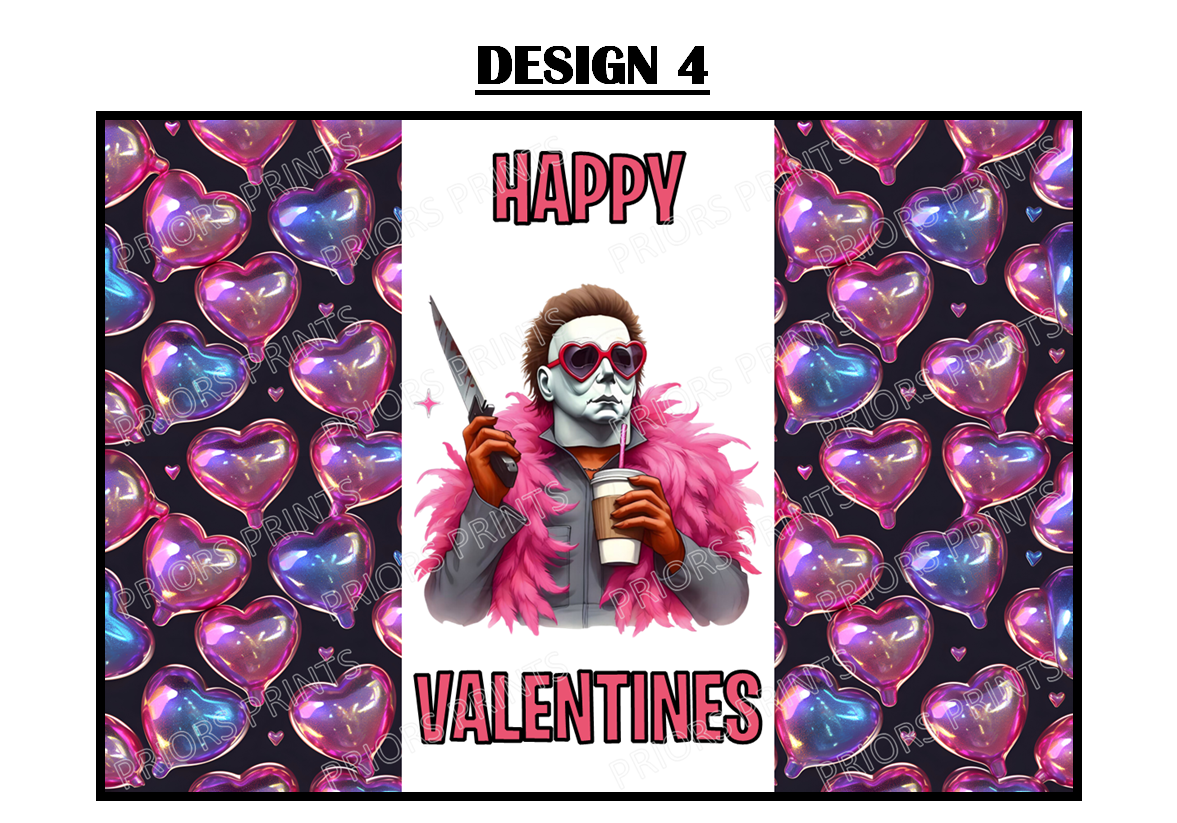 Horror Characters Valentines Chocolate Bar Wrappers