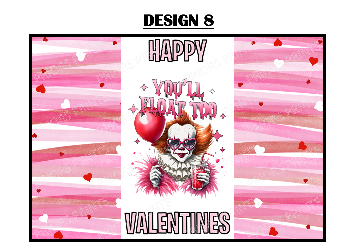 Horror Characters Valentines Chocolate Bar Wrappers