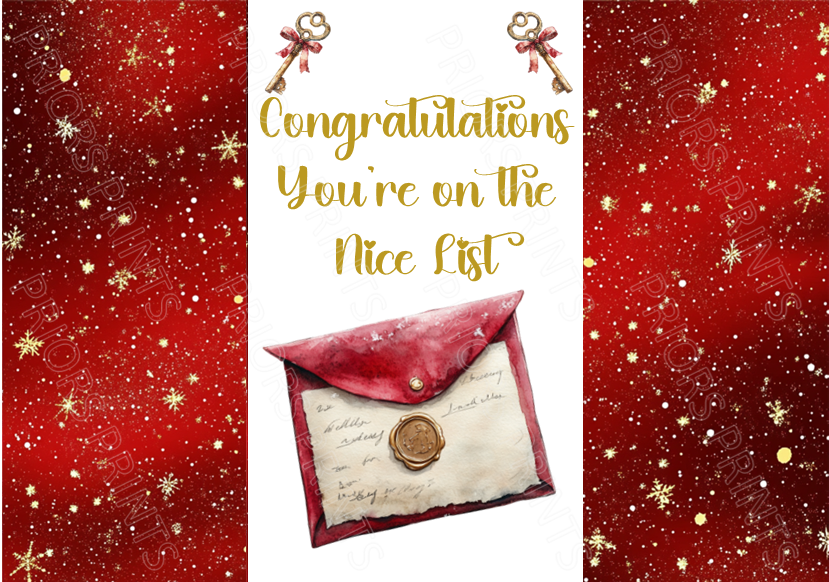Congratulations on Making the Nice List Christmas Chocolate Bar Wrapper
