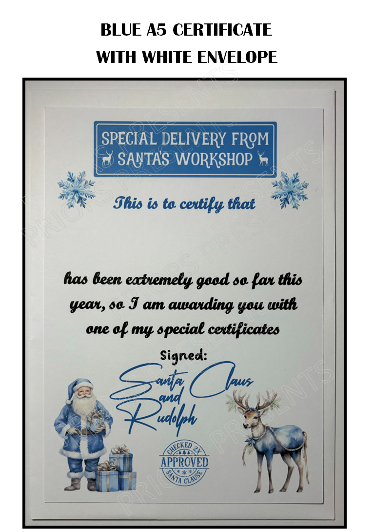 A5 Christmas Certificate From Santa/Father Christmas
