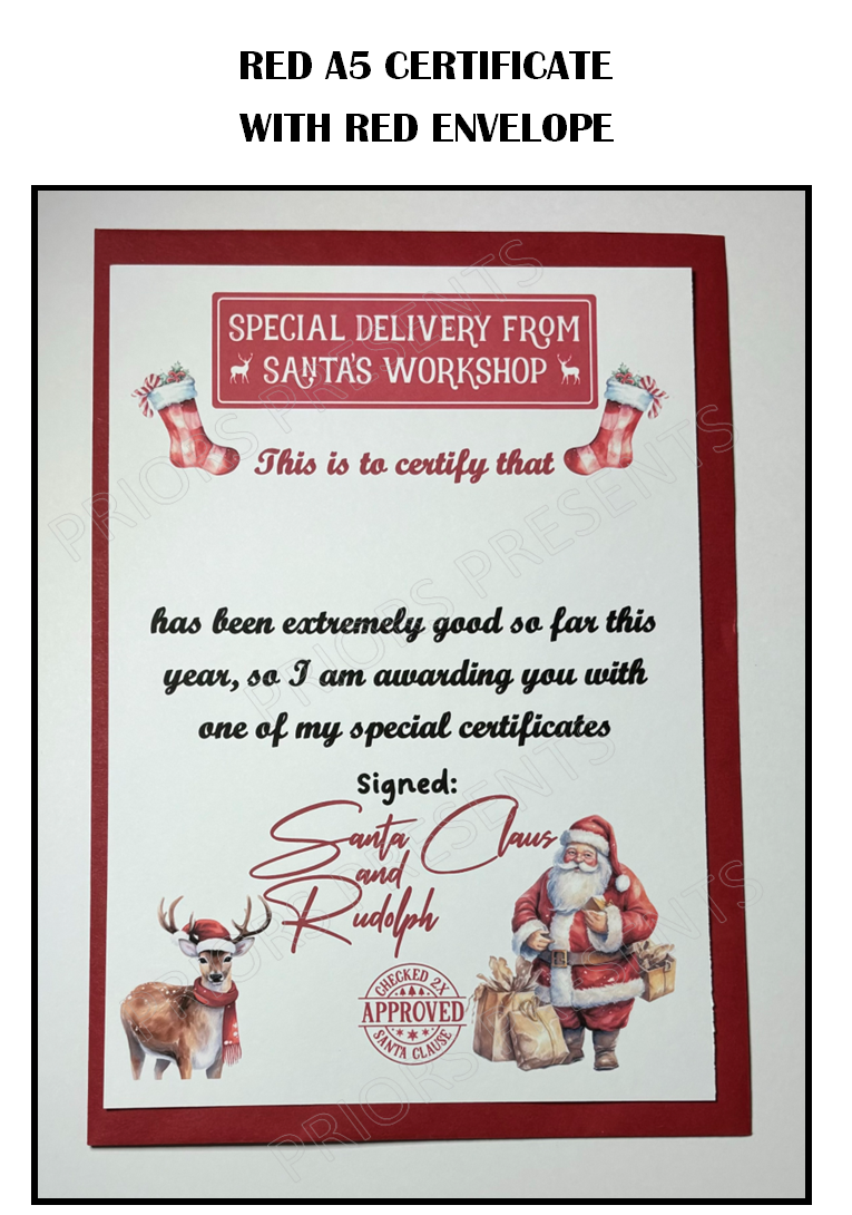 A5 Christmas Certificate From Santa/Father Christmas
