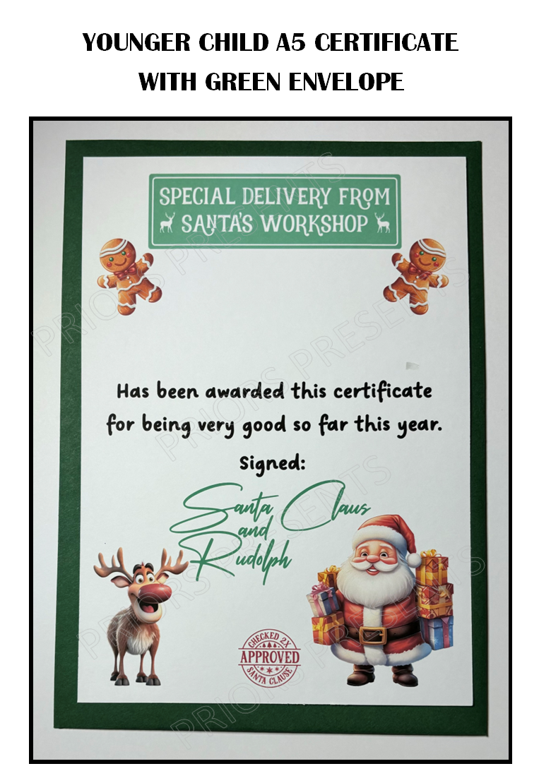A5 Christmas Certificate From Santa/Father Christmas