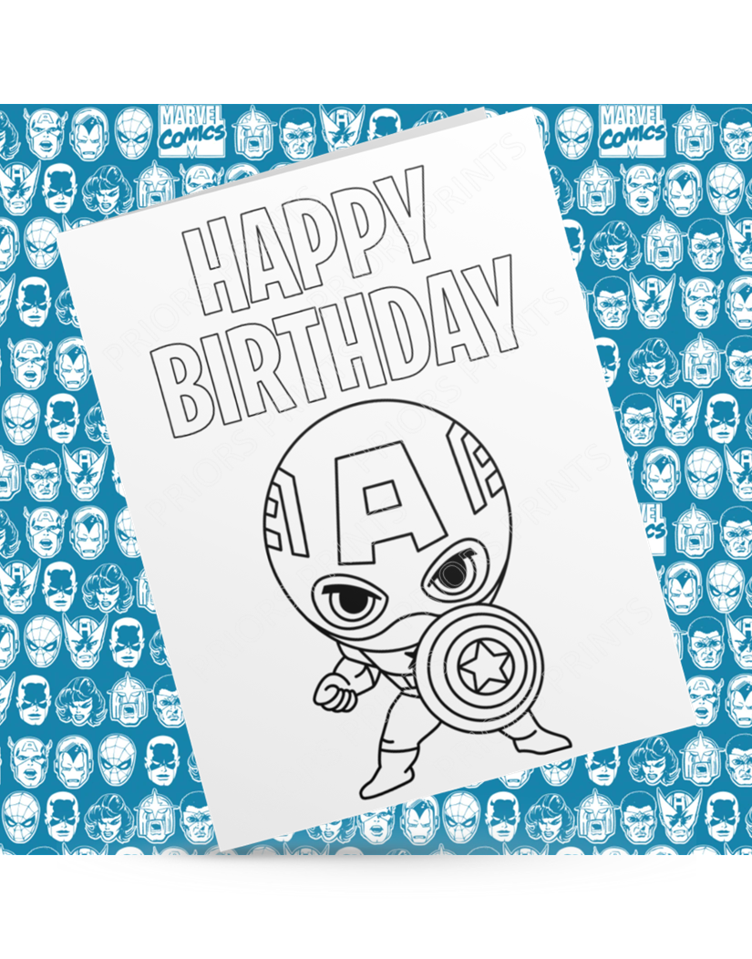 Marvel Characters Colour Your Own Birthday Card