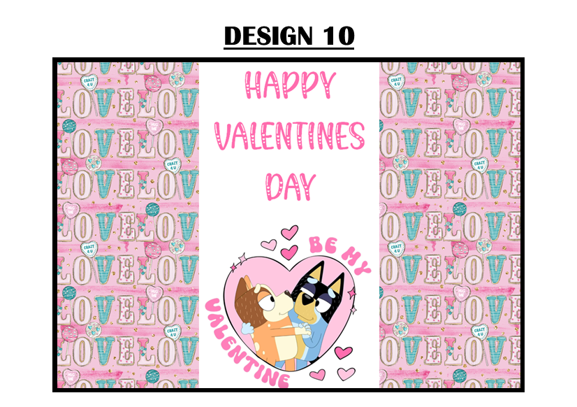 Bluey Valentines Chocolate Bar Wrappers
