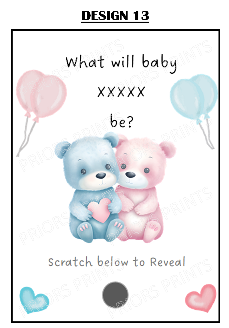 Gender Reveal Card with Scratch Sticker