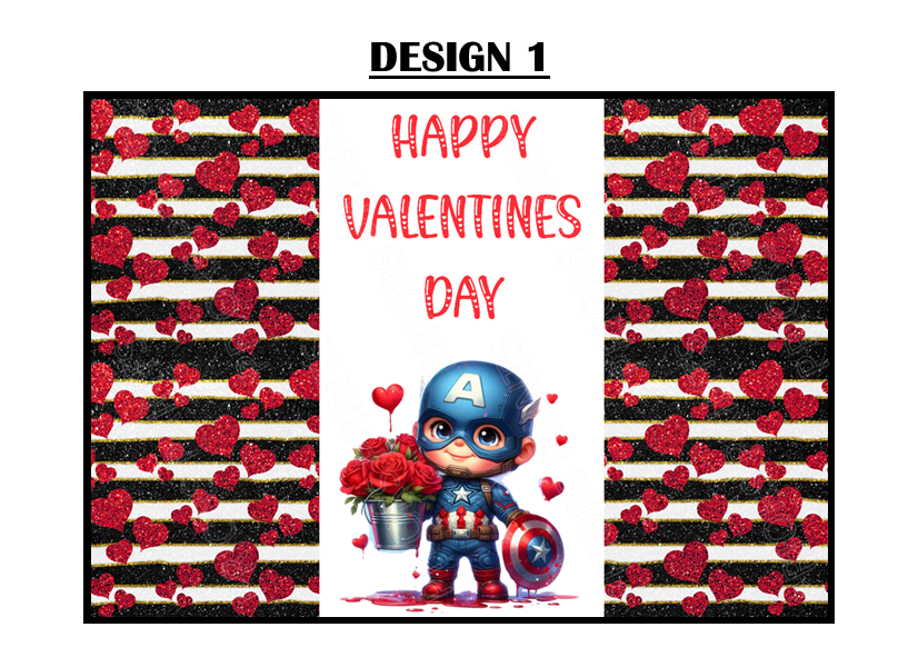 Captain America Valentines Chocolate Bar Wrappers