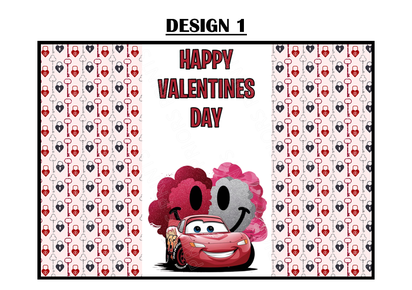 Cars Valentines Chocolate Bar Wrappers