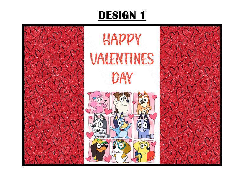 Bluey Valentines Chocolate Bar Wrappers