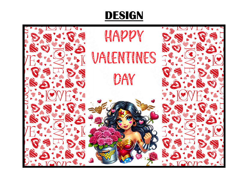 Wonder Woman Valentines Chocolate Bar Wrapper