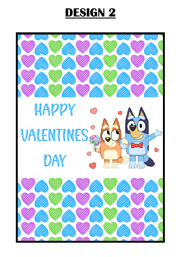 Bluey Valentines Chocolate Bar Wrappers