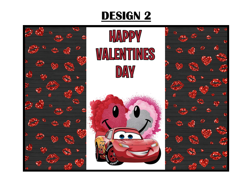 Cars Valentines Chocolate Bar Wrappers