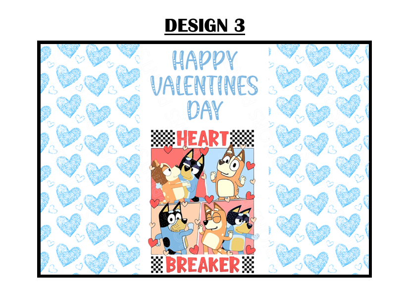 Bluey Valentines Chocolate Bar Wrappers