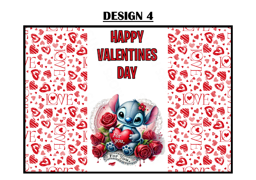 Stitch Valentines Chocolate Bar Wrappers