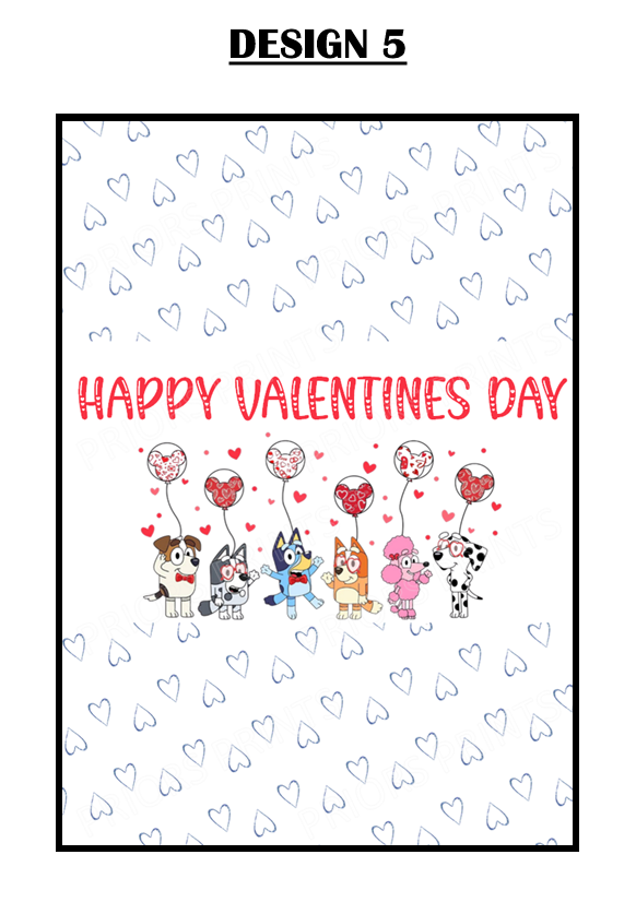 Bluey Valentines Chocolate Bar Wrappers