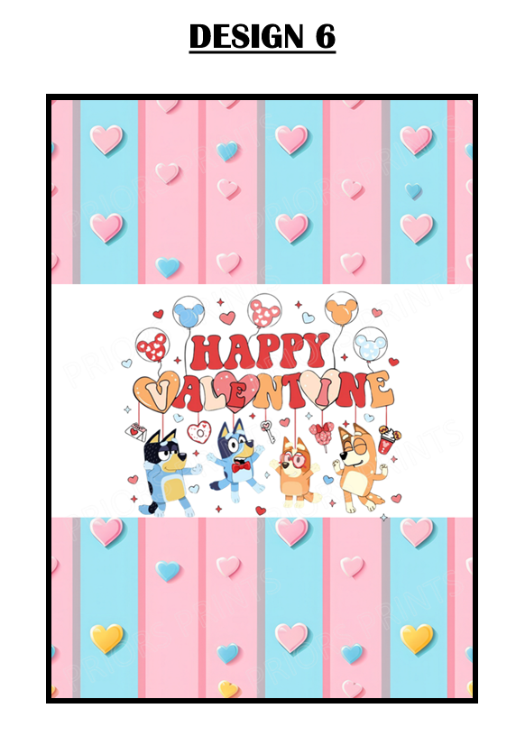 Bluey Valentines Chocolate Bar Wrappers