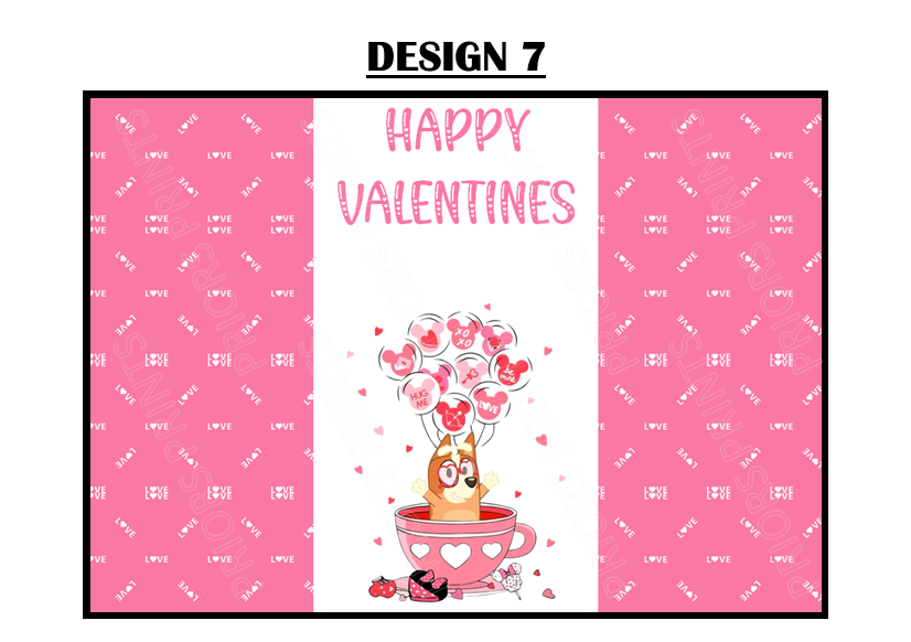 Bluey Valentines Chocolate Bar Wrappers