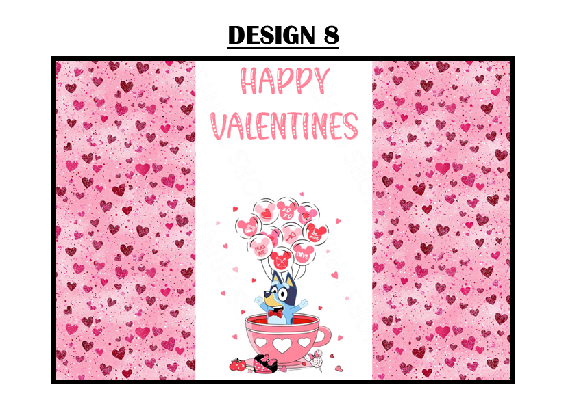 Bluey Valentines Chocolate Bar Wrappers