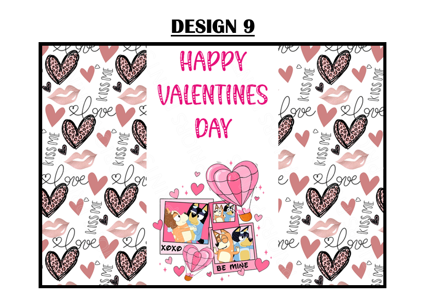 Bluey Valentines Chocolate Bar Wrappers