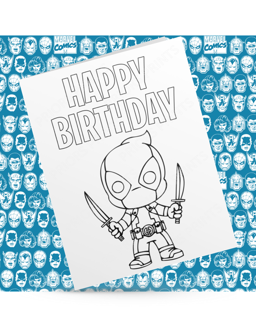 Marvel Characters Colour Your Own Birthday Card