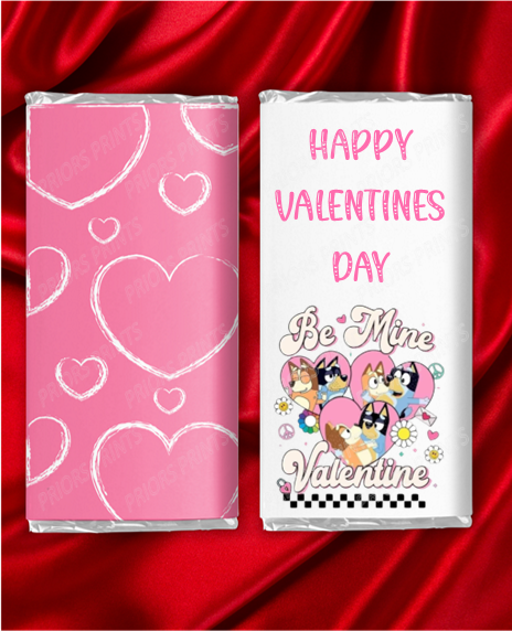 Bluey Valentines Chocolate Bar Wrappers