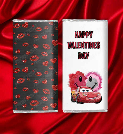Cars Valentines Chocolate Bar Wrappers