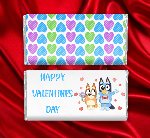 Bluey Valentines Chocolate Bar Wrappers