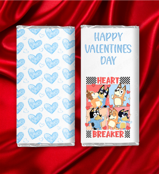 Bluey Valentines Chocolate Bar Wrappers