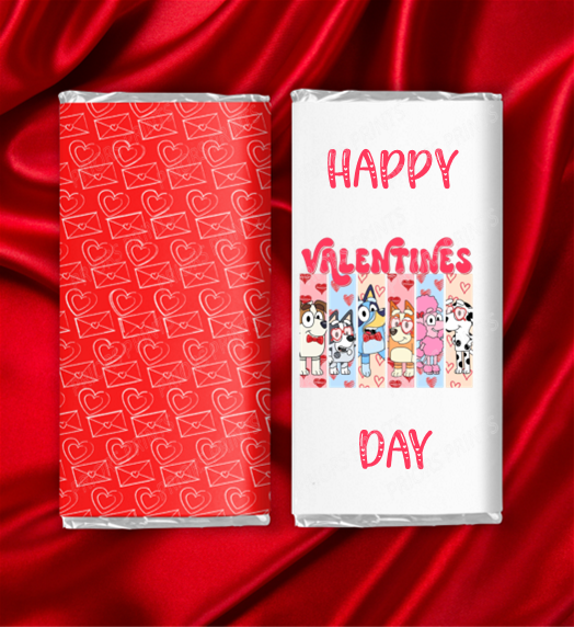 Bluey Valentines Chocolate Bar Wrappers