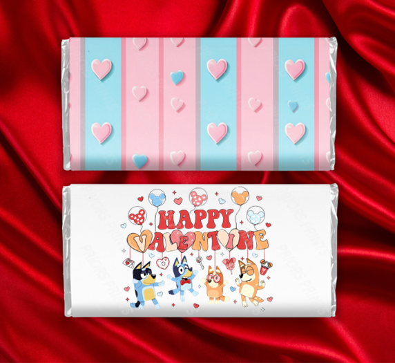 Bluey Valentines Chocolate Bar Wrappers