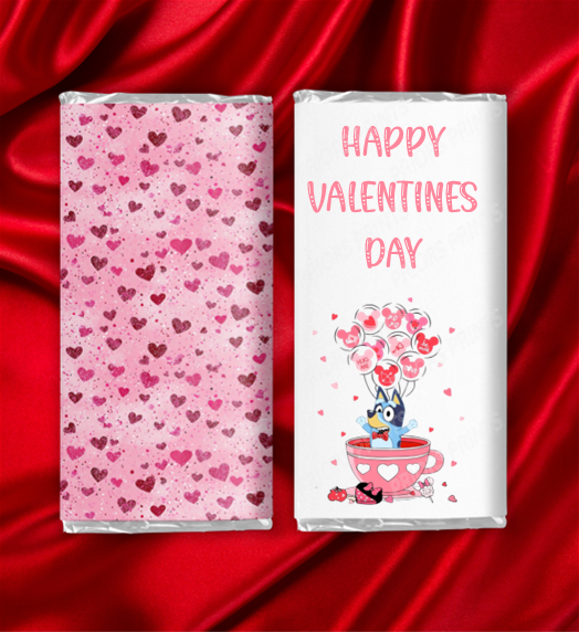 Bluey Valentines Chocolate Bar Wrappers