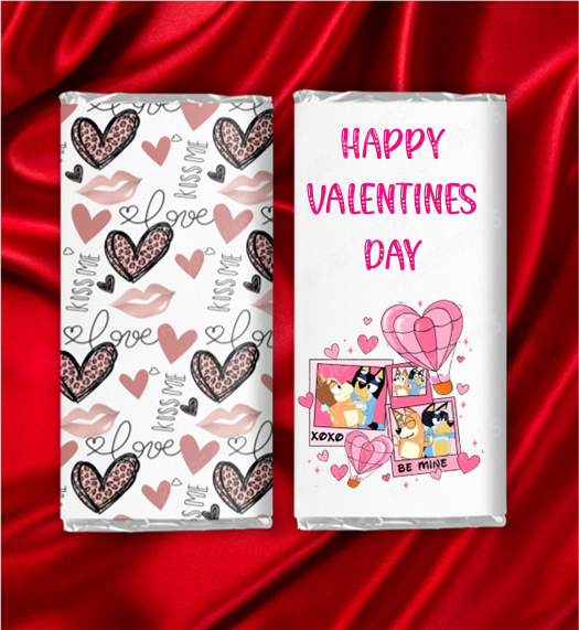 Bluey Valentines Chocolate Bar Wrappers