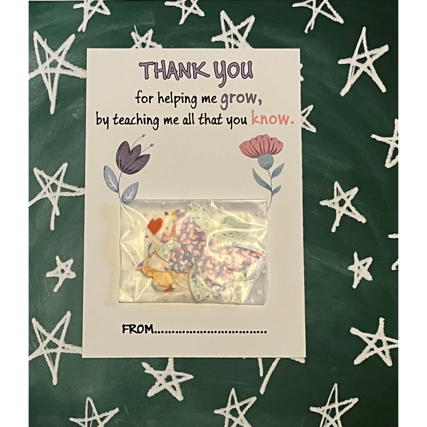 Personalised Thank You Teacher Seed Paper Shapes Gift, For Teaching Assistant, Head Teacher, Key Worker, Preschool, End Of Term Gift Present
