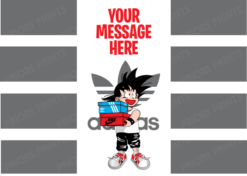 Groku (Dragon Ball Z) & Adidas Chocolate Bar Wrappers- add your own message
