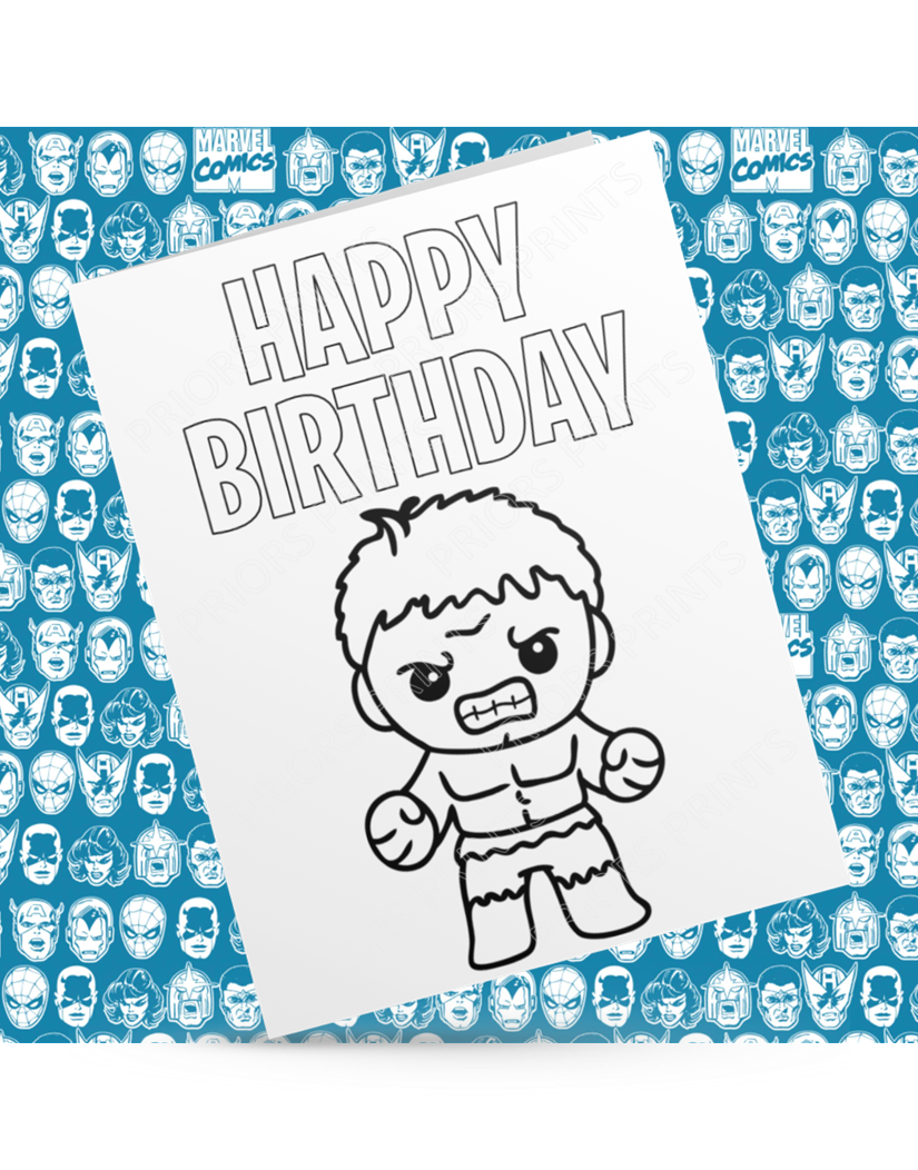 Marvel Characters Colour Your Own Birthday Card