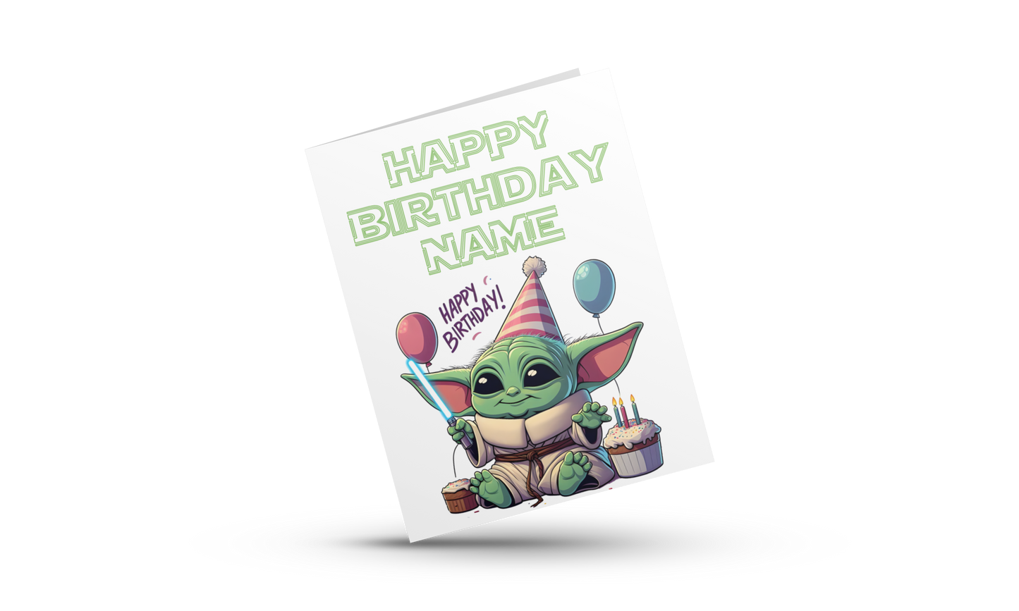 Personalised Baby Yoda Birthday Card I Star wars